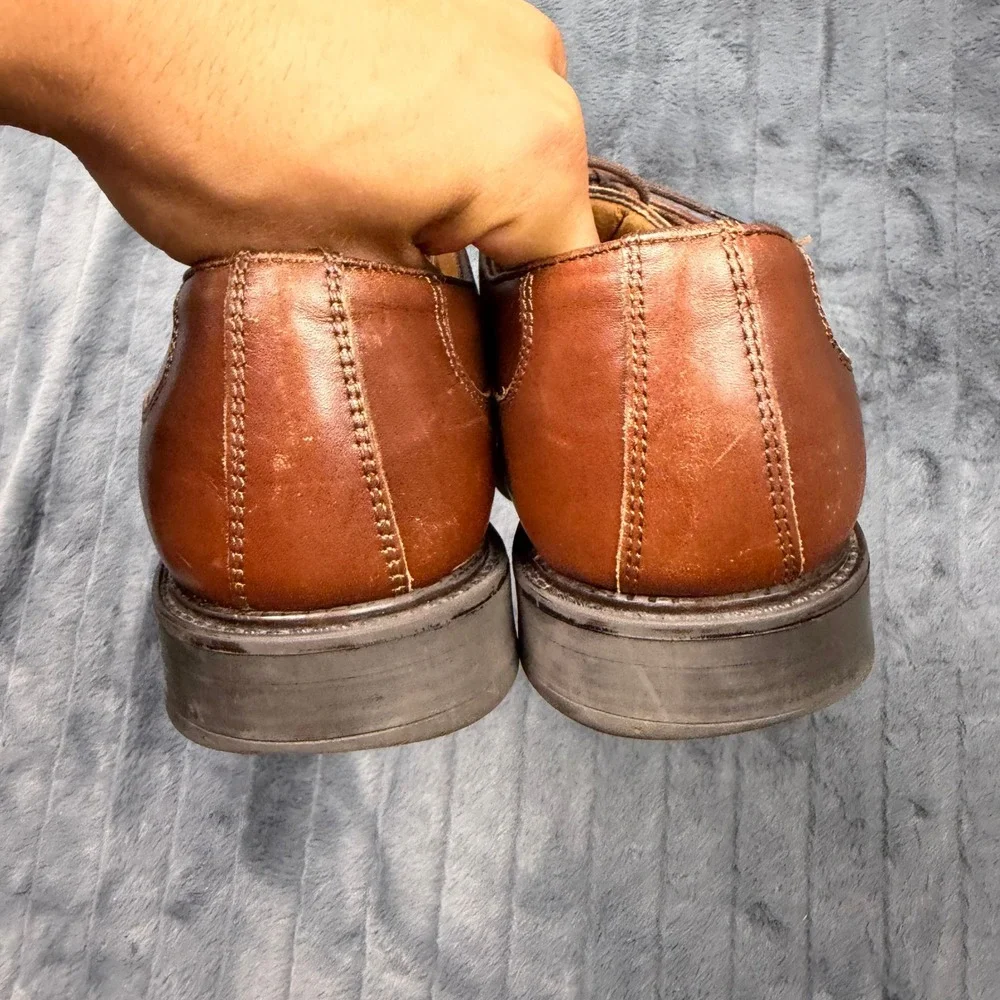 Bostonian Strada Mens 10 M Brown Leather Apron Toe Oxford Shoes Made in Italy